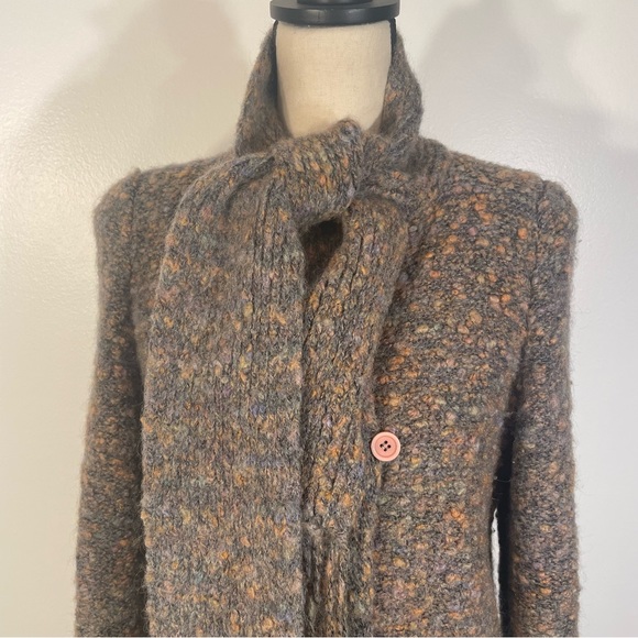 Vintage I.B.Diffusion Mohair Blend Attached Scarf Longline Sweater Size Medium - Picture 6 of 16